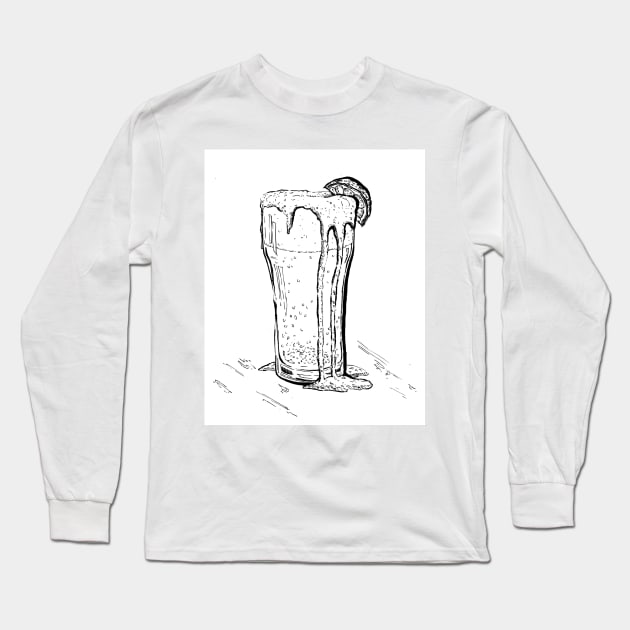 Beer , kitchen bar craft line art, modern black and white beverage Long Sleeve T-Shirt by IrenesGoodies